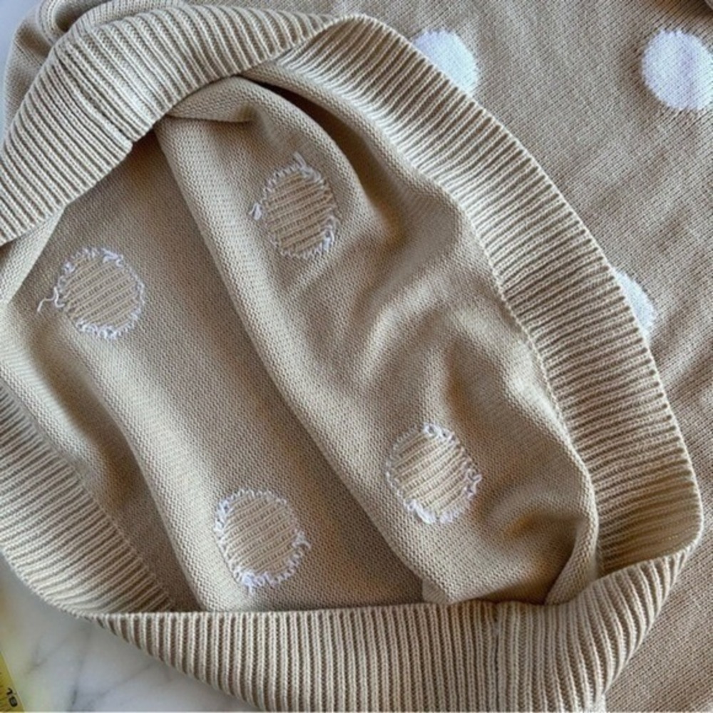 Anthony Richards Womens Polka Dot Sweater Neutral Soft Crew Neck Petite Large - Picture 11 of 12